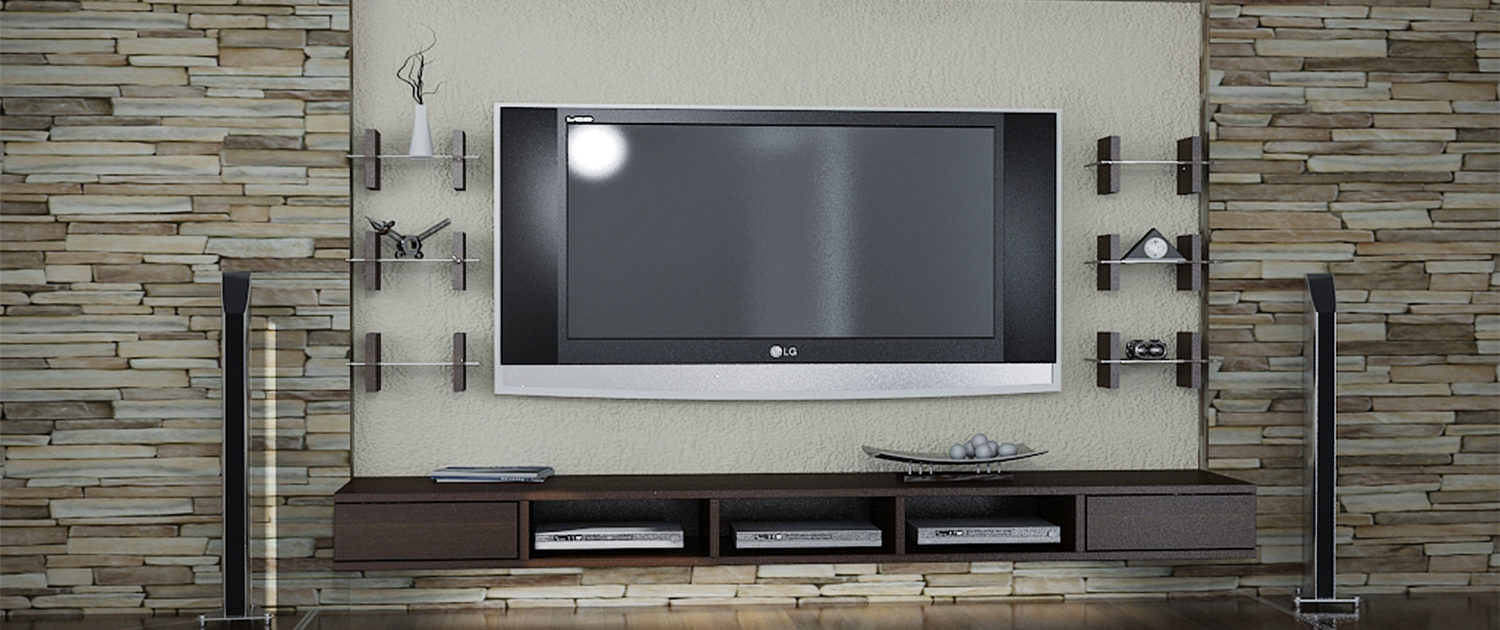 Modern wall unit, 3d render